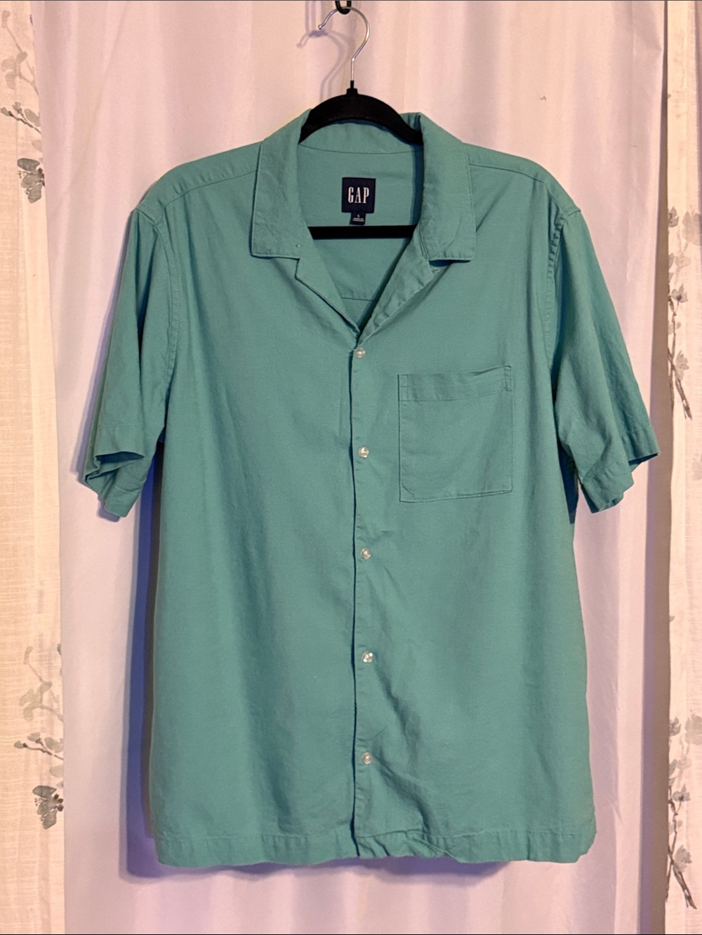 GAP Men’s Short Sleeve Button-Down Shirt - Teal Green